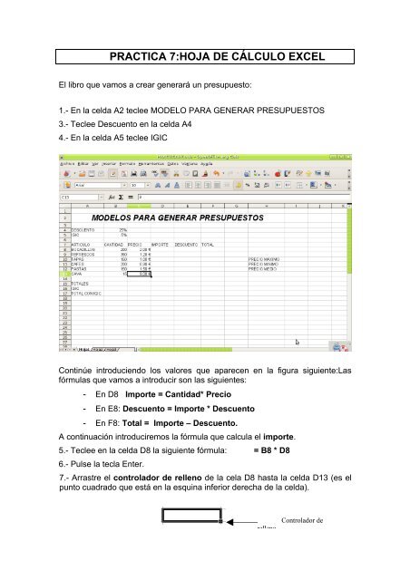 PRACTICA 1:HOJA DE CÁLCULO EXCEL