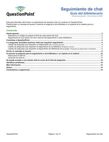 Seguimiento de chat Guía del bibliotecario - OCLC
