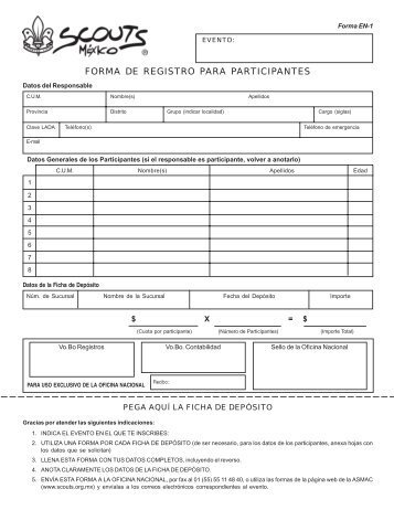 FORMA DE REGISTRO PARA PARTICIPANTES - Asociación de ...