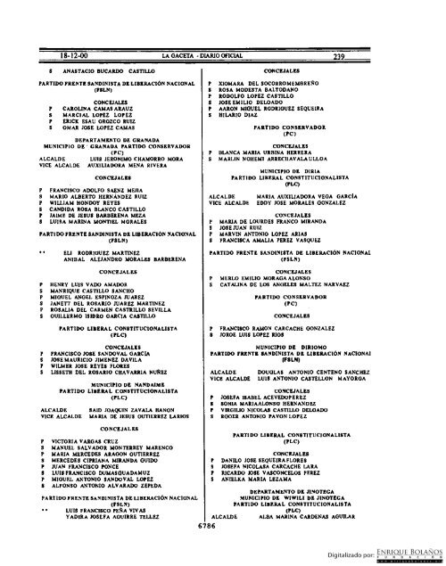 Diario Oficial de Nicaragua - No. 239 del 18 de diciembre 2000