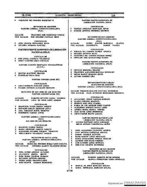 Diario Oficial de Nicaragua - No. 239 del 18 de diciembre 2000