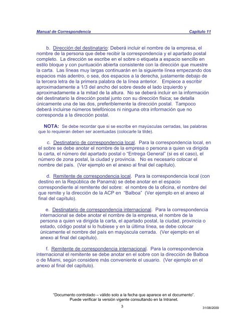 manual de correspondencia capítulo 11 manejo ... - Canal de Panamá