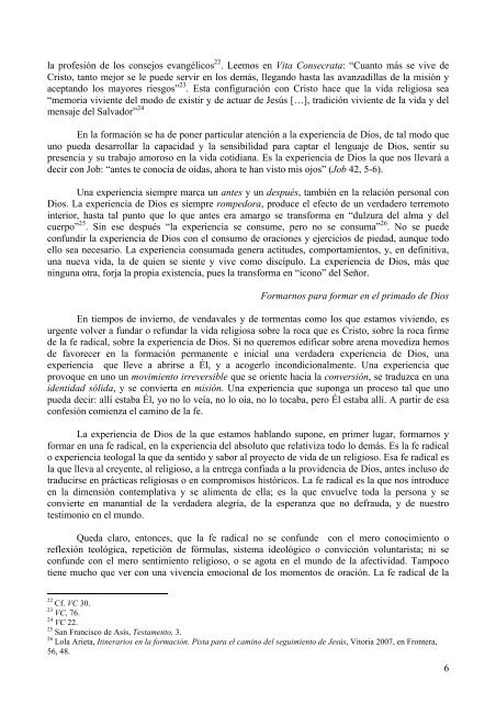 LA FORMACIÓN PARA LA VIDA CONSAGRADA (texto enviado a ...