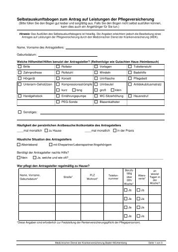 Selbstauskunftsbogen zum Antrag auf Leistungen der ...