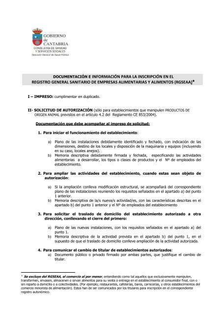 Documentación e información para la inscripción en el RGSEAA