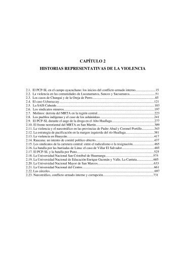 CAPÍTULO 2 HISTORIAS REPRESENTATIVAS DE LA VIOLENCIA