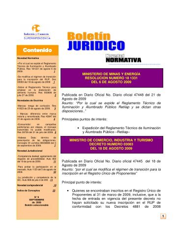 boletin juridico septiembre - Superintendencia de Industria y Comercio