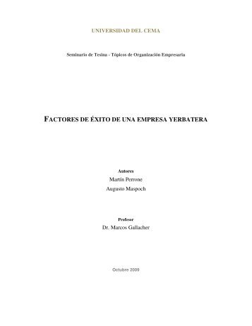 factores de éxito de una empresa yerbatera - Universidad del CEMA