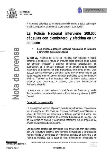 pdfNota de prensa - Ministerio del Interior