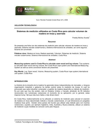 Sistemas de medición utilizados en Costa Rica para calcular ...