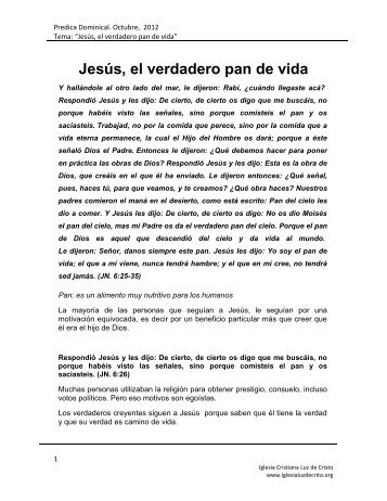jesus, pan de vida - Iglesia Cristiana Luz de Cristo