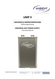 UMP II UNIVERSELLE MIKROFONSPEISUNG - Ambient Recording