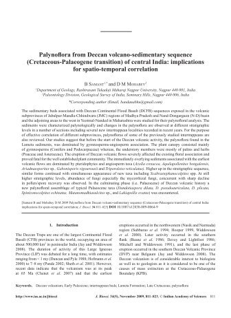 Palynoflora from Deccan volcano-sedimentary sequence - Indian ...