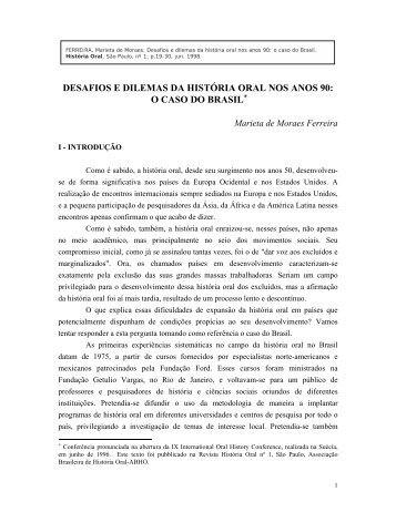 desafios e dilemas da história oral nos anos 90 - CPDOC ...