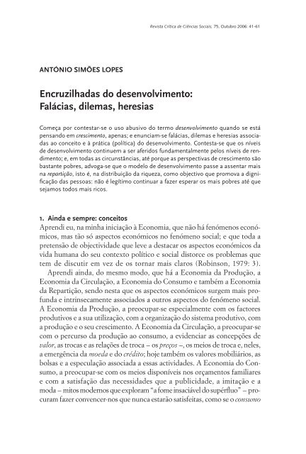 encruzilhadas do desenvolvimento: Falácias, dilemas, heresias