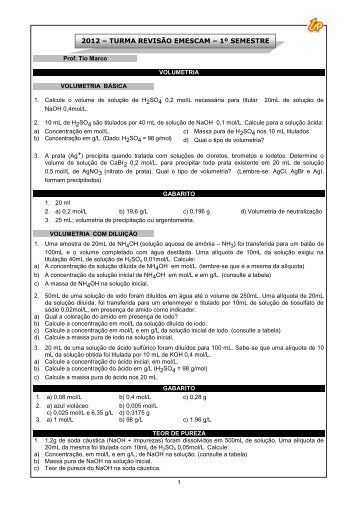 2012 – TURMA REVISÃO EMESCAM – 1º SEMESTRE