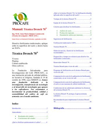 Técnica Drench 70 - PROCAFÉ - Fundación Salvadoreña para la ...
