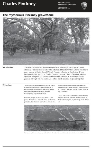 The mysterious Pinckney gravestone - National Park Service