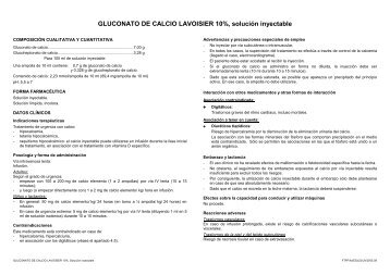 Ficha técnica Gluconato de calcio Ampolla - Laboratoires Lavoisier
