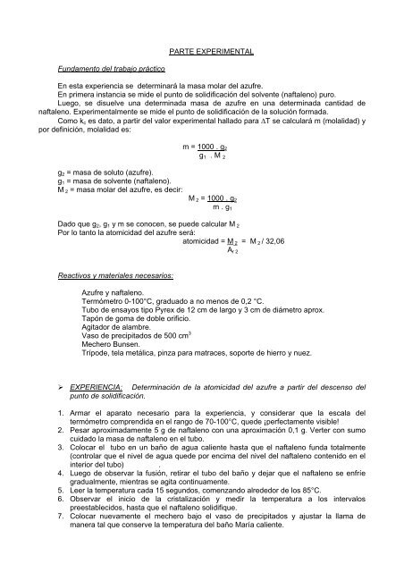 TRABAJO PRÁCTICO N°4 PROPIEDADES COLIGATIVAS DE LAS ...