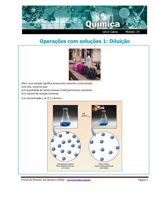 Operações com soluções 1: Diluição - Portal de Estudos em Química