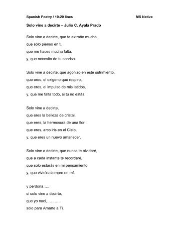 Solo vine a decirte – Julio C. Ayala Prado Solo vine a decirte, que te ...