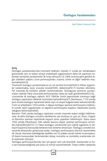 Özofagus Yaralanmaları - Journal of Clinical and Analytical Medicine