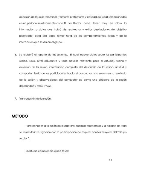 Factores protectores con relación a la calidad de vida de las adultas ...