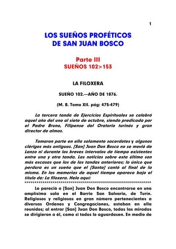 LOS SUEÑOS PROFÉTICOS DE SAN JUAN BOSCO