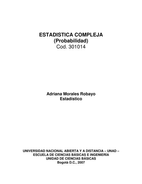 ESTADISTICA COMPLEJA (Probabilidad) Cod. 301014