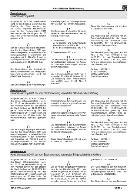 Amtsblatt 05-2011.pub - Stadt Amberg