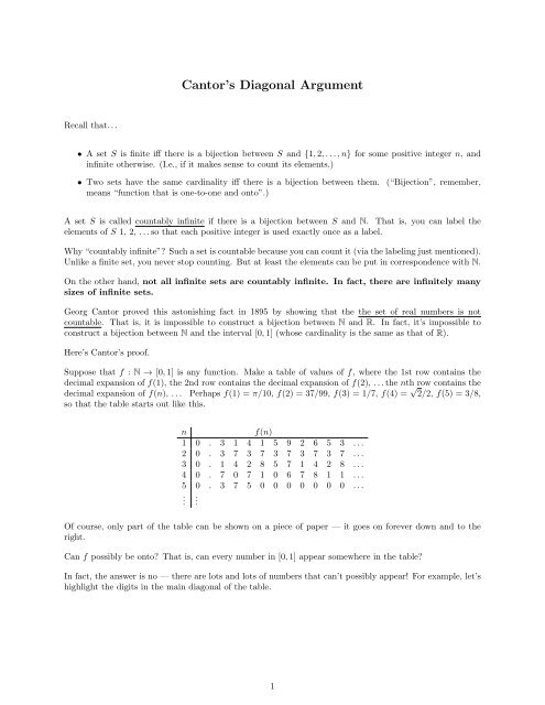 Cantor's Diagonal Argument