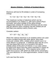 Atomic Orbitals - Orbitals of Isolated Atoms Electrons will tend to fill ...