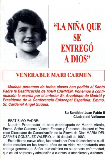 Boletín 27 - La venerable sierva de Dios María del Carmen ...