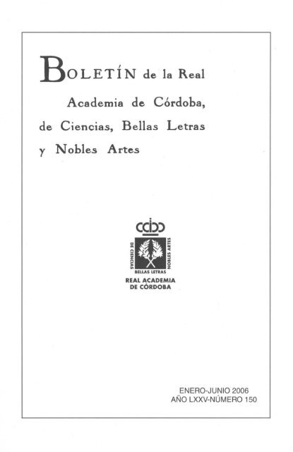 Boletín de la Real Academia de Córdoba, de Ciencias, Bellas Letras ...