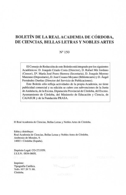 Boletín de la Real Academia de Córdoba, de Ciencias, Bellas Letras ...