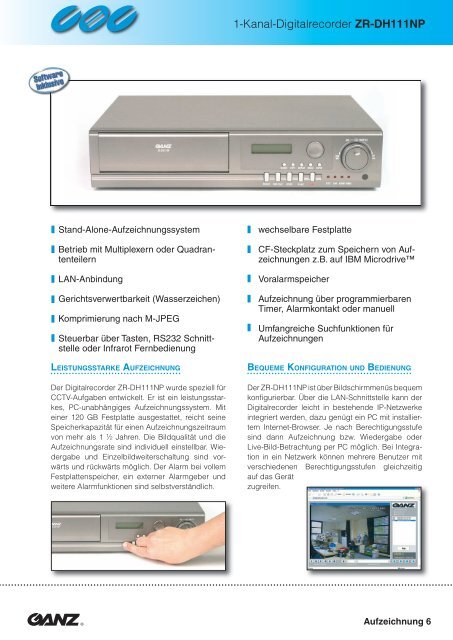1-Kanal-Digitalrecorder ZR-DH111NP - Amikom