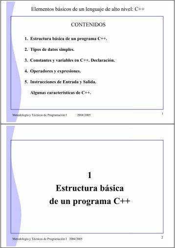 1 Estructura básica de un programa C++