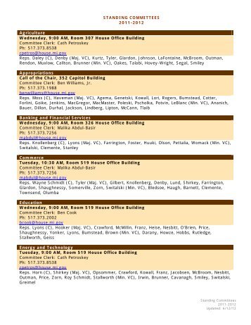 standing committees 2011-2012 - Michigan House of Representatives