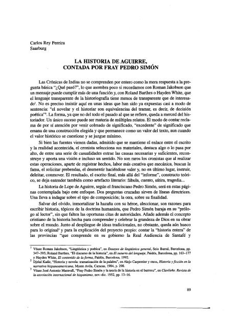 LA HISTORIA DE AGUIRRE, CONTADA POR FRAY PEDRO SIMÓN