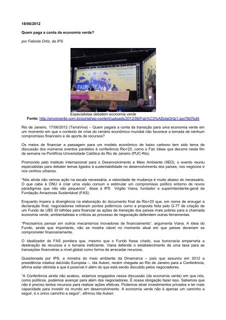 18/06/2012 Quem paga a conta da economia verde? por Fabíola ...