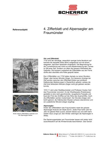 4. Zifferblatt und Alpensegler am Fraumünster