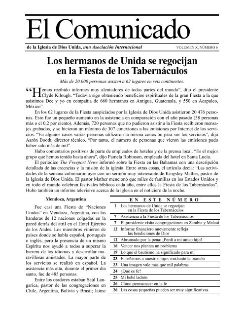 El Comunicado - Volumen X, Numero 6 - Iglesia de Dios Unida El Comunicado - Volumen X, Numero 6 - Iglesia de Dios Unida