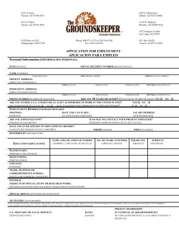 APLICACION PARA EMPLEO - The Groundskeeper