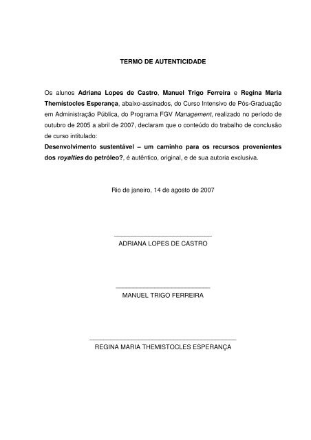 fundação getulio vargas escola de contas e gestão ... - ECG / TCE-RJ