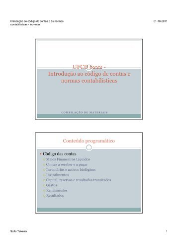 UFCD 6222 - Introdução ao código de contas e normas contabilísticas