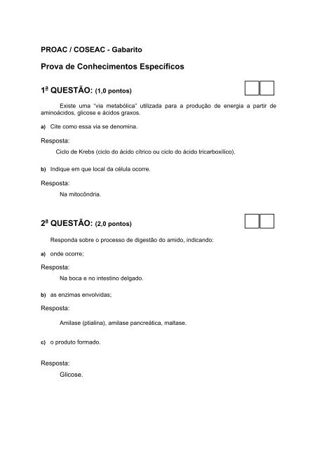 CURSO de NUTRIÇÃO - Gabarito - Uff