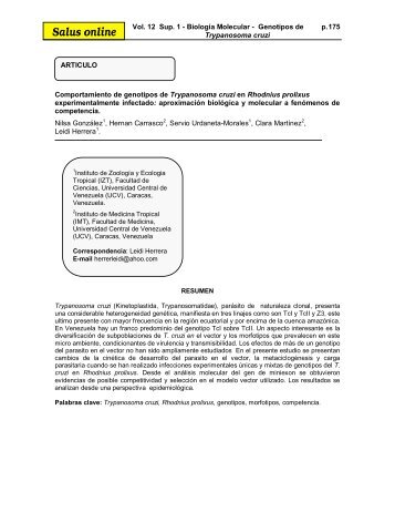 Comportamiento de genotipos de Trypanosoma cruzi en Rhodnius ...