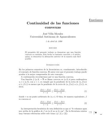 Continuidad de las funciones convexas - Universidad Autónoma de ...