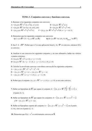 TEMA 1. Conjuntos convexos y funciones convexas.